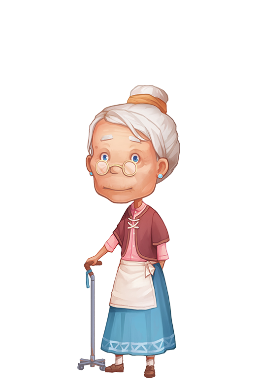 Little grandmother. Old woman Clipart. Grandmother Art. Old Lady from Spain Clipart.