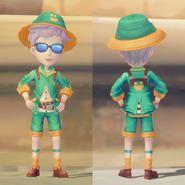 Traveler's Jacket, Traveler's Shorts, and Traveler's Hat on a male character