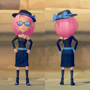 Blue Elegance Top, Blue Elegance Bottom, and Blue Elegance Gaucho on a female character; a set based off Phyllis' alternate outfit