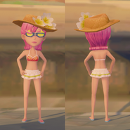 Swimsuit Top, Swimsuit Bottom, Straw Hat and Sunglasses on a female character