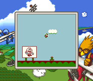 Pac-Man as a billboard in Sky Kid.