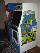 A Galaxian arcade cabinet.