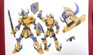 Reference sheet for Gil from the Namco x Capcom opening, designed by Hiroyuki Imaishi