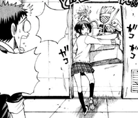 Miyabi returns to the room with cleaning supplies