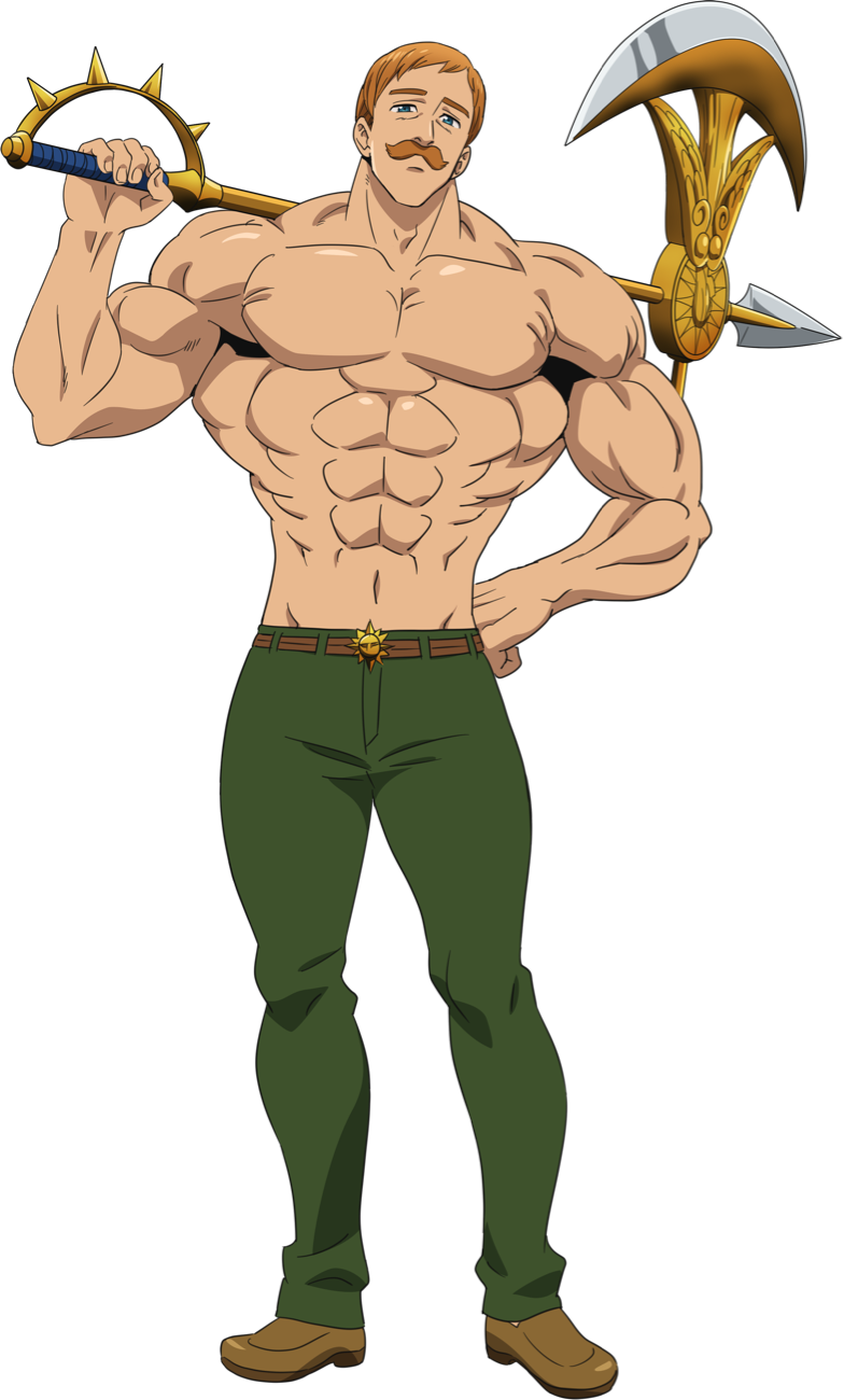 anime men, abs, Escanor , Nanatsu no Taizai, anime boys, anime, burning,  fire