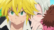 Meliodas protects Elizabeth from Veronica and Griamore