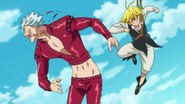 Meliodas knocking Ban's tooth