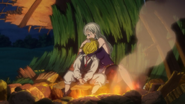 Elizabeth comforting a fearful Meliodas