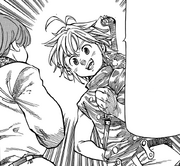 Meliodas treaching Gilthunder a charm