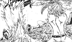 Meliodas saves Elizabeth with Full Counter