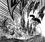 Diane raising sharp pillars from the ground toward Meliodas