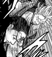 Meliodas punches the Demon King