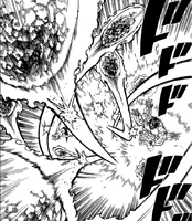 Drole using Giga Crush to attack Meliodas