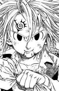 Meliodas' strange symbol and black eyes