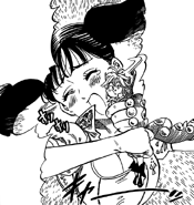 Diane cuddling Meliodas in happiness due to his description of her