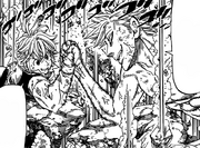 Ban and Meliodas arm wrestling