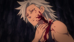 Ban receiving his scar from Meliodas