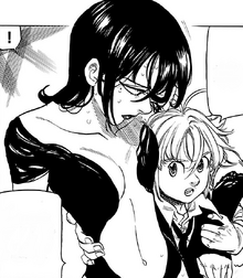 Meliodas helping Merlin