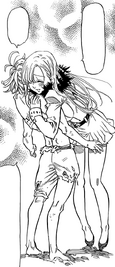 Elizabeth hugging Meliodas