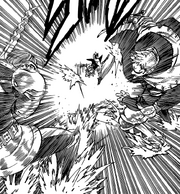 Meliodas tossing Hendricksena and Gilthunder