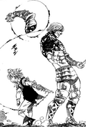 Meliodas cutting off Hendrikcsen arm once more