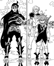 Meliodas and Elizabeth confronting the Demon King