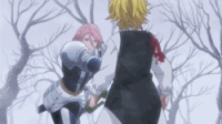 Meliodas dodging Gilthunder attacks.gif