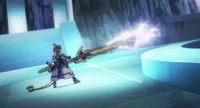 Nanoha charging a Pile Smasher shot