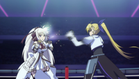 Vivio attacking Rinne with her whip punch