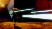 Stinger Ray being shot at Fate Testarossa in The MOVIE 1st