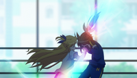 Vivio punching Fuka with Accel Smash W