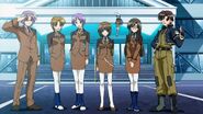 The Long Arch crew in StrikerS. Left to right: Griffith, Alto, Lucino, Hayate, Rein, Shari, and Vice.