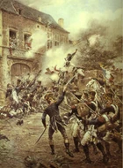 The French attack at Hougoumont