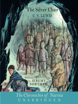 The cover of "The Silver Chair" showing Eustace surrounded by a band of Earthman