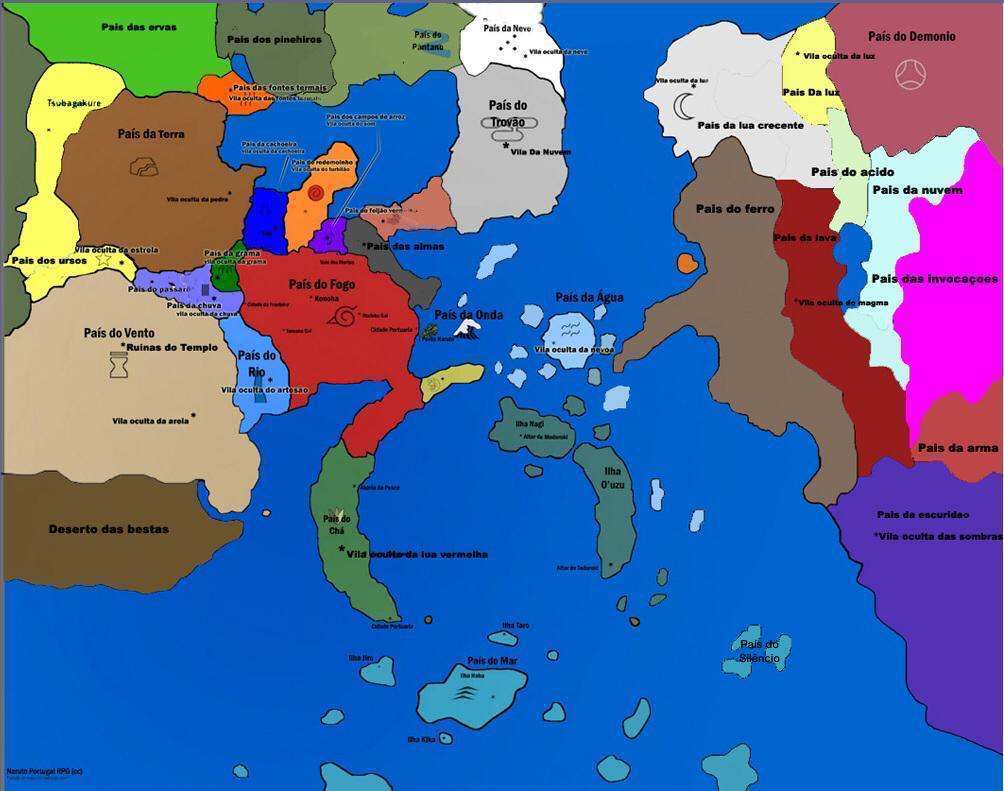 Mapa mundo shinobi  Jutsus naruto, Casa anime, Esboços de animais