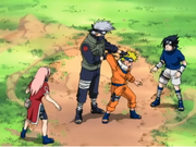 Velocidad demostrada de Kakashi ante el ataque de Naruto