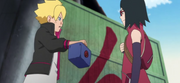 Boruto da el bento a Sarada