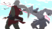 Urashiki Stabs Jiraiya