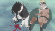 Sasuke es fatalmente herido por los ataques de Haku