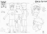 Diseño de Naruto niño comparación de su altura por Pierrot