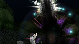 Shino's insects strike opponent upwards...