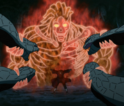 Itachi utilise le Susanô contre les serpents