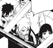 Boruto, Sumire, Kawaki y Katasuke ven el combate