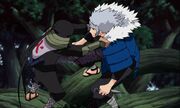 Hiruzen removiendo el alma de Tobirama