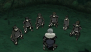 Tobirama y su equipo en la Primera Gran Guerra Ninja