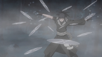 The shuriken being thrown when spun.