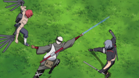 Omoi and Kankuro attack Shin