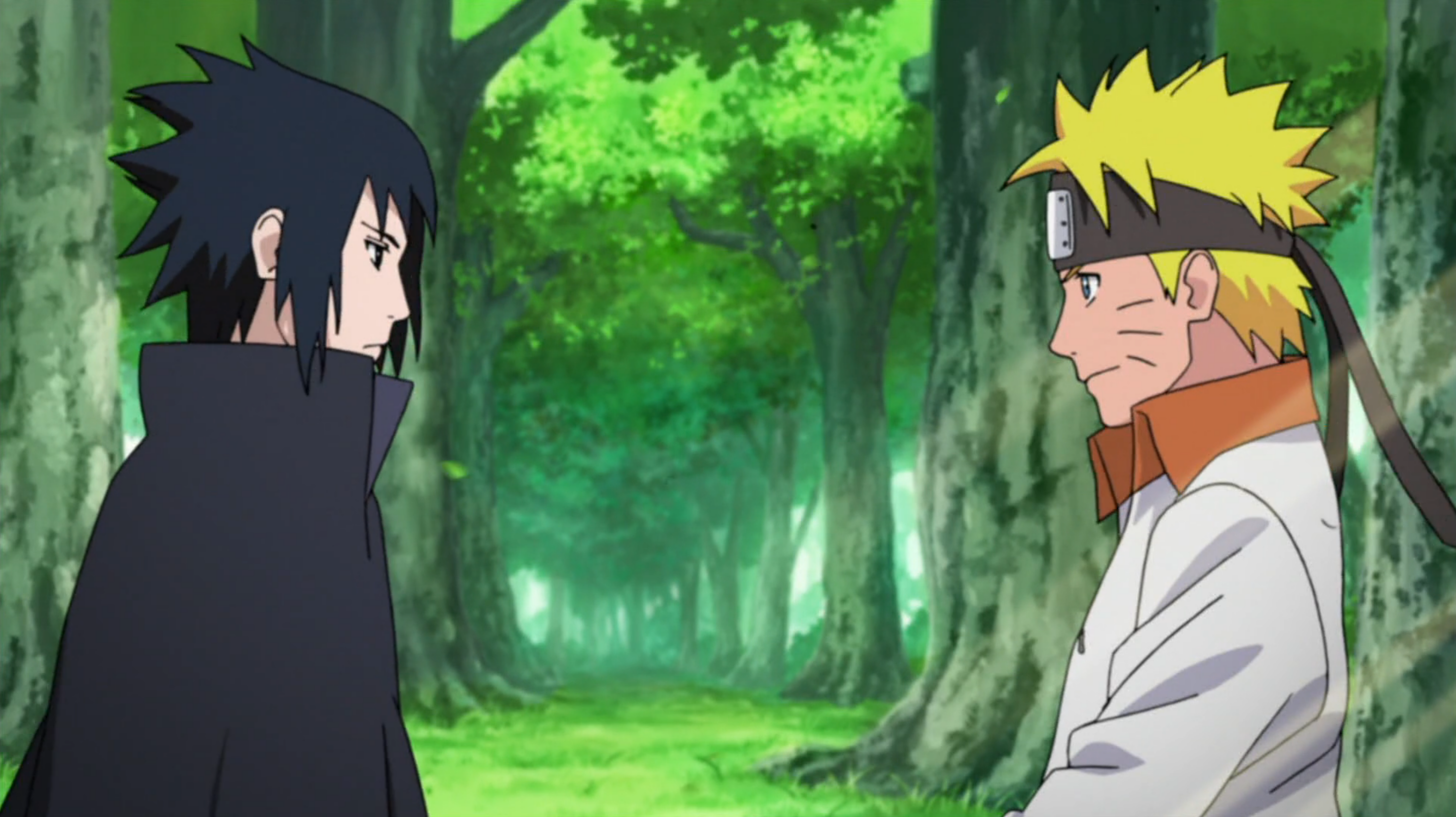 Sasuke muda de lado desde entrar no campo de batalha (Naruto
