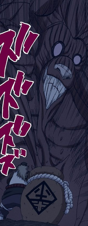 The Third Raikage sealing the Eight-Tails.