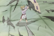 Temari repeliendo los ataques con su Abanico